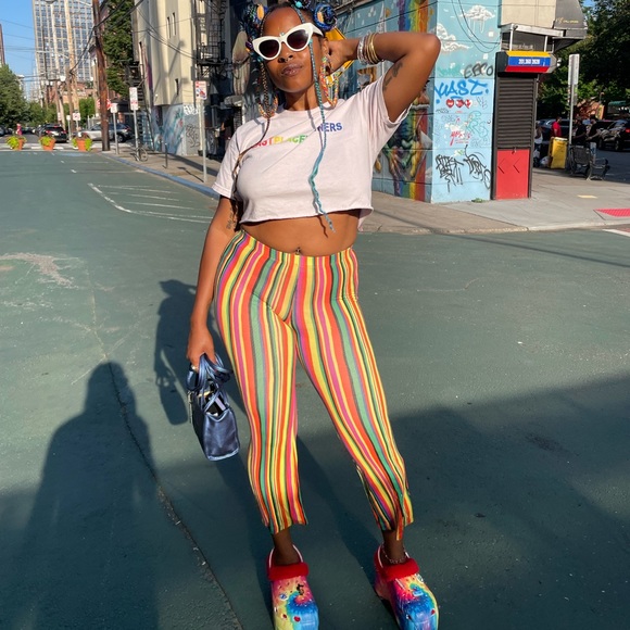 Forever 21 Multicolor Stripe Palazzo Pants - Picture 1 of 6